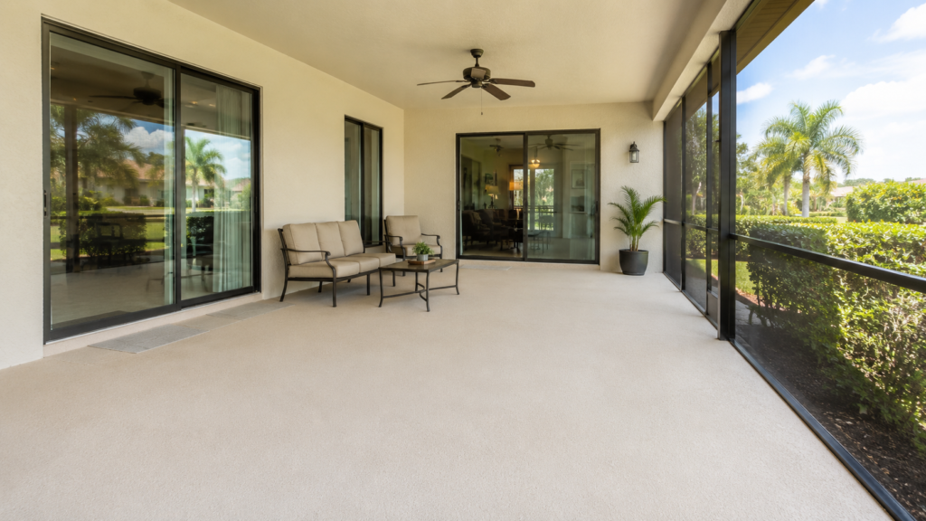 Freshly cleaned covered lanai and patio at a Fort Myers home